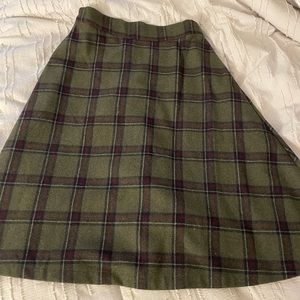 Knee length A-Line Plaid Green Skirt NWT